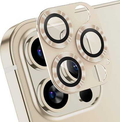 Korecase 2 Pack Camera Protector Compatible with iPhone 12 Pro Max Whole Piece 9H Tempered Glass Anti Scratch Dust Strong Adhesion full coverage Protective Gold