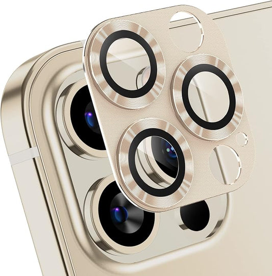 Korecase 2 Pack Camera Protector Compatible with iPhone 12 Pro Max Whole Piece 9H Tempered Glass Anti Scratch Dust Strong Adhesion full coverage Protective Gold
