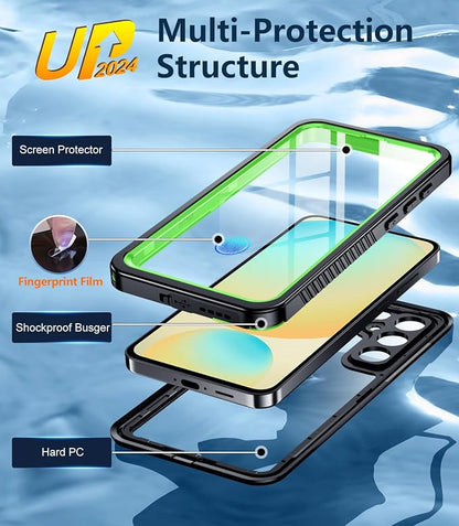Temdan for Samsung Galaxy S24 FE Case Waterproof, [Military-Grade Drop Protection] [IP68 Underwater] Full Body Heavy Duty Rugged Shock-Proof Case for S24 FE 6.7''-Green