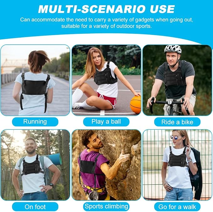 PUXING Sports Chest Bag For Men Women Tactic-al Vest Running Vest Bag With Built Phone Holder Chest Pack for Hiking