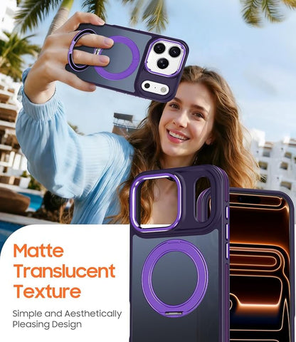 for iPhone 17 Pro Max Case with 360 Magnetic Ring Stand, Fit MagSafe, Military-Grade Shockproof Protection, Non-Slip Slim Translucent Protective Phone Cover, Purple