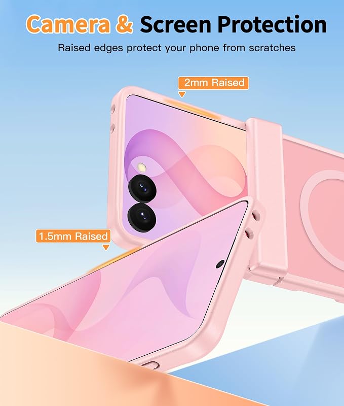 FNTCASE for Samsung Galaxy Z Flip 8 Case, Fit for Magsafe, Screen Protector | Hinge Protection, Translucent Matte, 18FT Military Grade Drop Proof, Protective Phone Cover, Light Pink