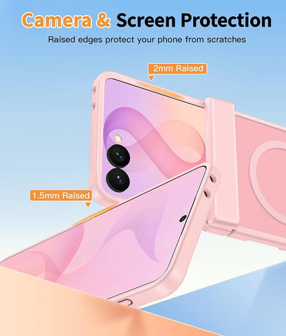 FNTCASE for Samsung Galaxy Z Flip 8 Case, Fit for Magsafe, Screen Protector | Hinge Protection, Translucent Matte, 18FT Military Grade Drop Proof, Protective Phone Cover, Light Pink