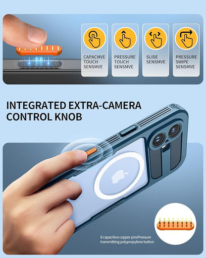 Lanhiem Magnetic for iPhone 17 Case, IP68 Waterproof, Dustproof, Compatible with Magsafe, Built-in Screen Protector, Full Body, Heavy Duty, Rugged Phone Cover, 6.3 inch, Blue