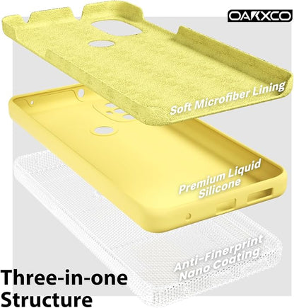 oakxco for Motorola Moto G Power 2022 Phone Case/Moto G Play 2023 Phone Case Liquid Silicone, Thin Slim Soft Rubber Gel TPU Plain Simple Cover for Women, Matte Solid Color,Yellow
