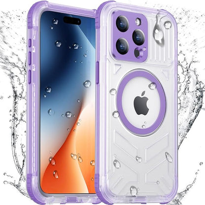 Temdan Magnetic for iPhone 15 Pro Max Case Waterproof,[Built-in Screen & Camera Protector][Full Body Shockproof][IP68 Underwater][Dustproof] Shockproof Phone Case for iPhone 15 Pro Max 6.7"-Purple