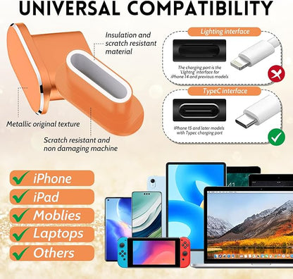 Mobile Phone Speaker Metal Dust Mesh, typeC Charging Port dust Plug, USB C Cleaning Brush Cleaning Tool Set for iPhone 17 Pro (Cosmic Orange)
