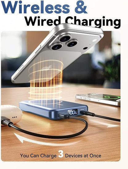 Magnetic Portable Charger, 10000mAh for Magsafe Battery Pack, 20W Fast Charging Power Bank, Travel Essential of Wireless Charger Compatible with iPhone 17/16/15/14/13 Pro/Max/Air/Plus-DarkBlue