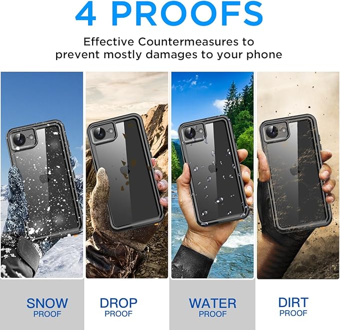 AICase for iPhone 16e Case/iPhone 17e Case Waterproof, Clear Water Proof Shockproof Dustproof Snowproof Full Body Rugged Transparent Underwater Phone Case for iPhone 16e/17e Built-in Screen Protector
