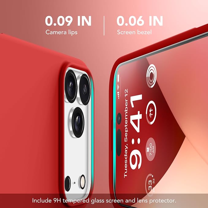 GONEZ Magnetic for iPhone 17 Pro Max Case, Compatible with MagSafe, [Screen Protector + Camera Lens Protector], Liquid Silicone Anti-Scratch Shockproof Protective Phone Case 6.9 inch, Red