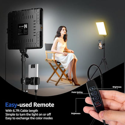 1-Pack LED Video Light Kit, NiceVeedi Photography Lighting Kit, 2800-6500K Dimmable Studio Light with Tripod Stand & Phone Holder, 73" Stream Light for Video Recording, Game Streaming, YouTube