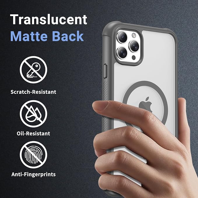 jaroco Magnetic for iPhone 11 Pro Max Case, [Compatible with MagSafe][Military Grade Drop Protection][Heavy Duty Protection][Non-Slip][Shockproof] 2-Layer Durable Bumper Phone Case 6.5''-Gray