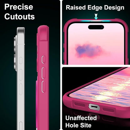 360° Magnetic Swivel Ring for iPhone 16 case, Built-in Metal Stand and Ring Holder, Magsafe Compatible, Military Grade Protection, Shock Resistant - Rose Pink