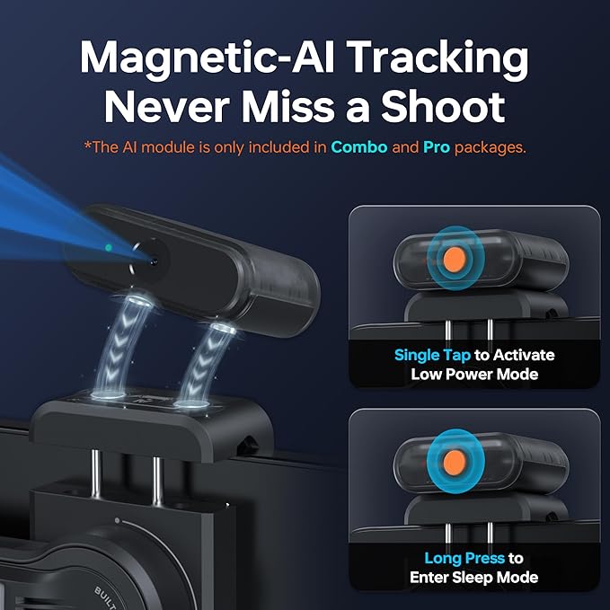 ZHIYUN Smooth 5S AI Pro Gimbal Stabilizer for Smartphone 3-Axis Phone Gimbal with AI Tracker, Magnetic/Built-in Fill Light, Storage Bag, iPhone Stabilizer for Video Recording Filming Vlogging