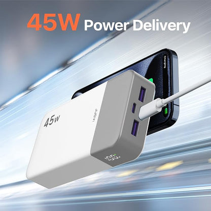 J2621 Power Bank Portable Charger 20000mAh 45W, PD3.0 QC 4.0 Fast Charging Battery Pack with LED Display,2 USB-C,2 USB-A for iPhone 15 16, MacBook