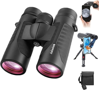 12x42 Binoculars for Adults High Powered with Phone Adapter & Tripod