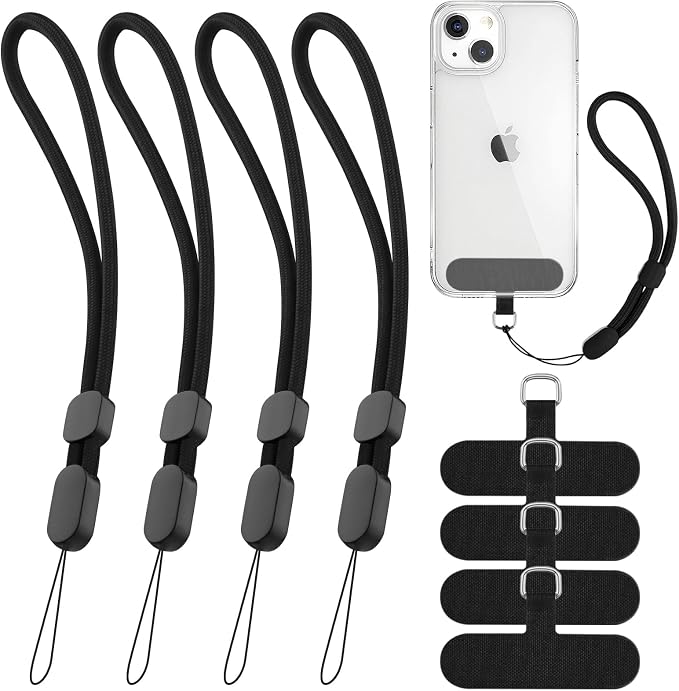 Meliya 4-Pack Phone Wrist Strap, Adjustable Hand Wrist Strap Lanyard with 4pcs Tether Tabs for Most Phone Case