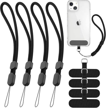 Meliya 4-Pack Phone Wrist Strap, Adjustable Hand Wrist Strap Lanyard with 4pcs Tether Tabs for Most Phone Case
