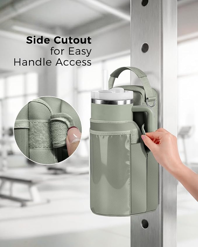 GLORIEROO Magnetic Gym Bag for Women - Water Bottle Holder Bag Carrier - Gym Workout Accessories Essentials Gifts for Women | 4 Built-in Magnets, Touchscreen Pocket, Fits 40oz Tumbler, Shoulder Strap