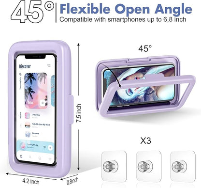 LC-dolida Shower Phone Holder Waterproof 480 Rotation Phone Stand Case Mount for Bathroom Batheub Kitchen Wall Mirro Compatible with iPhone 17 16 15 14 13 Plus Pro Max XS XR Women Men Gift