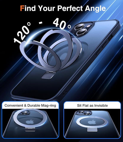 Chicfun 3-in-1 [Magnetic+Kickstand+Ring Holder] for iPhone 13 Case, iPhone 14 Case Compatible with MagSafe, Phone Case iPhone 13/14 with Stand Military Shockproof Silicone Protective Magnetic Cover