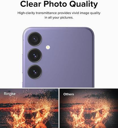 Ringke Camera Lens Frame Glass Compatible with Samsung Galaxy S24 Plus Camera Lens Protector 5G, Glass Covers and Aluminum Alloy Frames - Black