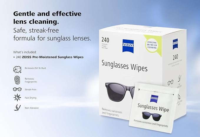 ZEISS Pre Moistened Sunglasses Cleaning Wipes 240 Count