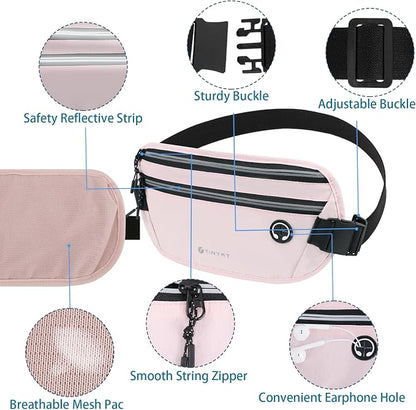 Slim Running Belt for Women Men Runners Fanny Packs With Phone Holder Hidden Pockets Exercise Waist Bag for Marathon Workout