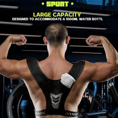 Reflective Vest Chest Phone Holder, Adjustable Hydration Training Workout Gear for Nighttime Running Biking