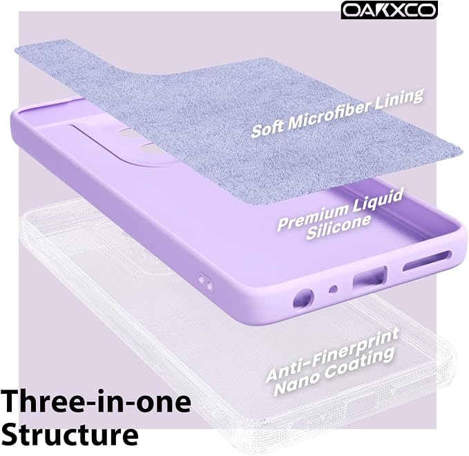 oakxco for Motorola Moto G Power 2025 Case Liquid Silicone, Cute Thin Slim Grip Soft Rubber Gel for Women Men, Smooth Matte TPU Plain Color Girly Simple Case with Camera Cover, Purple Lavender Lilac