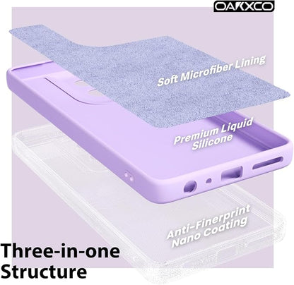 oakxco for Motorola Moto G Power 2025 Case Liquid Silicone, Cute Thin Slim Grip Soft Rubber Gel for Women Men, Smooth Matte TPU Plain Color Girly Simple Case with Camera Cover, Purple Lavender Lilac