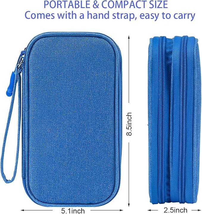 CAAORDKSO Travel Cord Organizer Case, Electronic Accessories Bag, Tech Electronic Case, Electronics Travel Organizer Bag for Cable, USB, Cord, Charger, Phone, Power Bank, Earphone (Blue, Large)