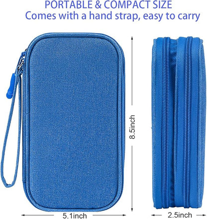 CAAORDKSO Travel Cord Organizer Case, Electronic Accessories Bag, Tech Electronic Case, Electronics Travel Organizer Bag for Cable, USB, Cord, Charger, Phone, Power Bank, Earphone (Blue, Large)
