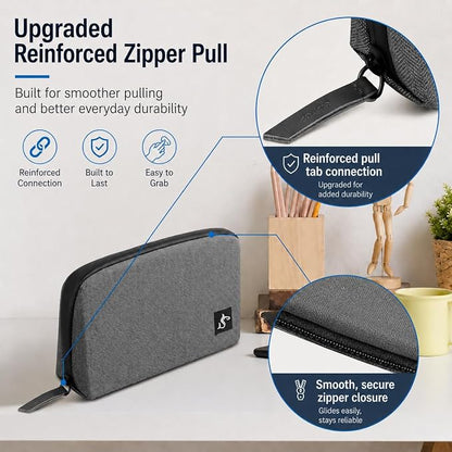 Small Electronics Organizer Travel Case, Cord and Cable Tech Bag Pouch | Compact soft tech Bag pouch for cables cords chargers earbuds and slim power bank water-resistant for travel, cruise and work