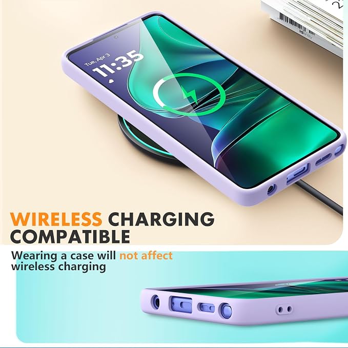 Case for Motorola Moto G Stylus 5G 2025, 2 Pack Tempered Glass Screen Protectors, Soft TPU Liquid Silicone Shockproof Gel Case-Light Lilac