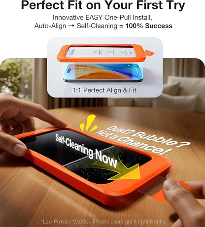 UltraGlass UNBREAK TOP 9H+ Armor for iPhone 17 Screen Protector [No.1 Military Grade Shatterproof] Screen Protector iPhone 17 Tempered Glass 6.3" [Longest Durable] OneStep Auto-Install, 2 Pack 6.3"