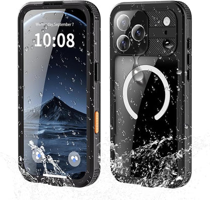 Guppy for iPhone 17 Pro Max Waterproof Magnetic Case, Built-in Screen Protector IP68 Waterproof Shockproof Dust-Proof Case[14FT Military Drop Proof] 360° Full Body Protection Sealed Case, Black