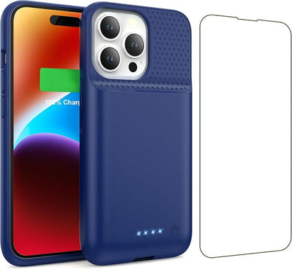 Battery Case for iPhone 14/13/13 Pro (6.1 Inch),Upgraded 7500mAh Ultra-Slim Portable Charging Case Rechargeable Protective Extended Battery Pack for iPhone 14/13/13 Pro Charger Cover-Blue