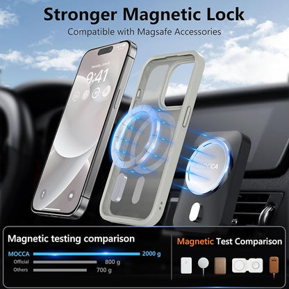 MOCCA Strong Magnetic for iPhone 14 Pro Case, [Compatible with Magsafe][13FT Military Drop Protection] Slim Translucent Matte Shockproof Case for iPhone 14 Pro Phone Case 6.1'', Titanium Gray