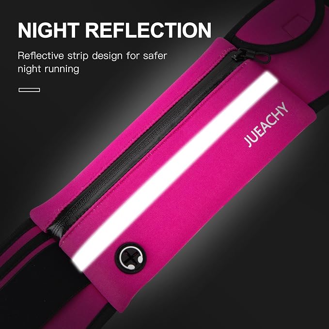 Jueachy Running Belts for Women Waterproof Fanny Pack Running Waist Pouch Phone holder Adjustable Sports Money Belt with Headphone Port