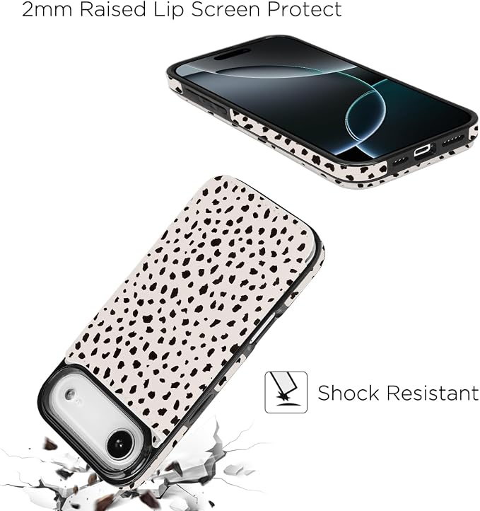uCOLOR for iPhone 17 Air Wallet Case with Card Holder PU Leather RFID Blocking Design iPhone Air flip case for Women Men Magnetic Clasp Kickstand Design 6.5 inch (Almond Latte Polka Dot)