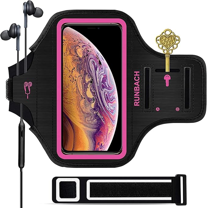Armband for iPhone 17/17 Pro/16/16 Pro/15/15 Pro/14/14 Pro/13/13 Pro/12/12 Pro/11/XR,Sweatproof Running Exercise Bag with Card Slot for iPhone 16,15,14,13,12,11,iPhone XR (Pink)