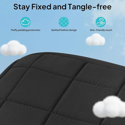 TOPEAST Quilted Cable Organizer Bag, Soft Tech Pouch & Travel Electronics Case with Elastic Pen Loop, Tangle-Free Cord Organizer for Women, Office Desk, AirPods, Chargers & Accessories, Black