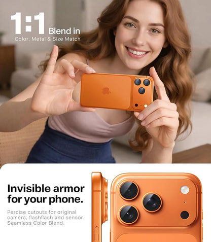 TORRAS for iPhone 17 Pro Max Camera Lens Protector, [Metal Frame] with Military Grade 9H+ Tempered Glass, Full Coverage, Anti-Scratch, 12 FT Shatterproof, Case Friendly, 1-Piece, Cosmic Orange, 1 Pack