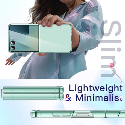 JETech Clear Case for Samsung Galaxy Z Flip 7, Mint | Crystal Clear Back, Hard PC Construction, Slim Fit, Shockproof Protection
