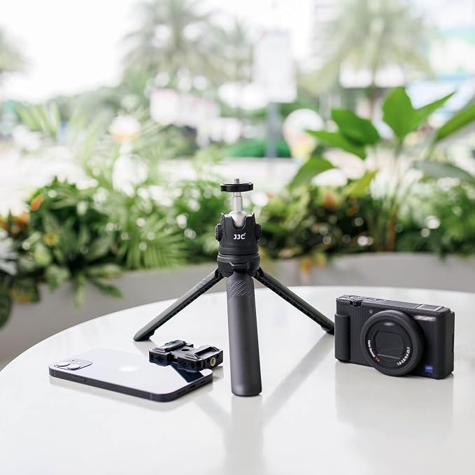 JJC 2 in 1 Extendable Mini Vlogging Tripod & Selfie Stick for Sony ZV-E10 II ZVE10 ZV-1F ZV1F ZV-1 II ZV1 RX100 VII A6100 A6400, Canon PowerShot V1 SX740 HS G7X Mark III II EOS R100 R50 R10 & More
