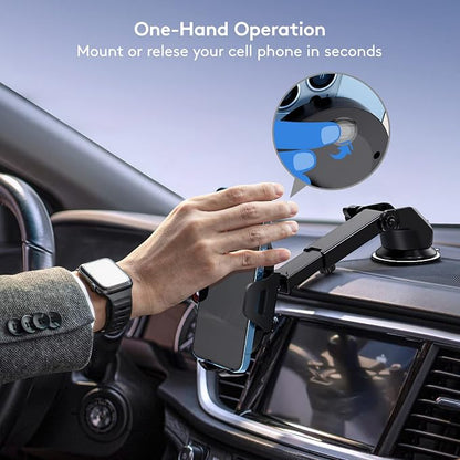 Car Phone Holder Mount, [Strong Suction Cup] [Military Grade Durable] for Windshield and Dashboard, Adjustable Long Arm Compatible with iPhone 17 16 15 14 Pro Max and All Smartphones,Red