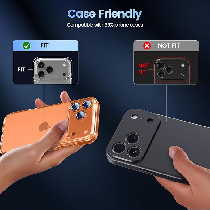 CACOE Camera Lens Protector for iPhone 17 Pro Max - Metal Frame Tempered Glass Cover, [Anti-Scratch] [Drop-Proof][Strong-Adhesion] Camera Screen Cover(Orange)