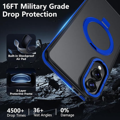 for Samsung Galaxy S25 Edge Case, Magnetic Adjustable Ring Stand [Fit for Magsafe], [Military-Grade Shockproof Protection] Phone Case with Kickstand&Ring Holder (Blue)