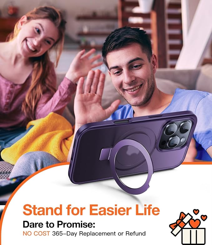 Chicfun 3-in-1 [Magnetic+Kickstand+Ring Holder] for iPhone 16 Pro Max Case Stand Ring Holder Compatible with MagSafe, Military Shockproof iPhone 16 Pro Max Phone Case Kickstand Cover Purple